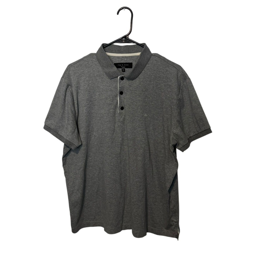 Rag Bone Polo Shirt Mens XL Gray Cotton Short Sleeve Preppy Casual BOXY FIT